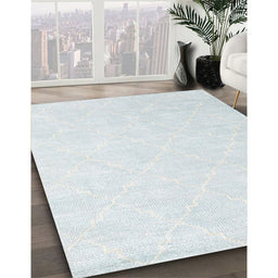 Machine Washable Contemporary Pale Blue Lily Blue Rug in a Family Room, wshcon1876