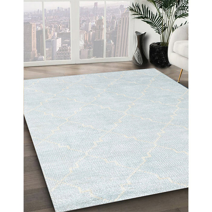 Machine Washable Contemporary Pale Blue Lily Blue Rug in a Family Room, wshcon1876