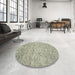 Round Machine Washable Contemporary Dark Moccasin Green Rug in a Office, wshcon1880