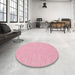 Round Contemporary Dark Hot Pink Modern Rug in a Office, con1884