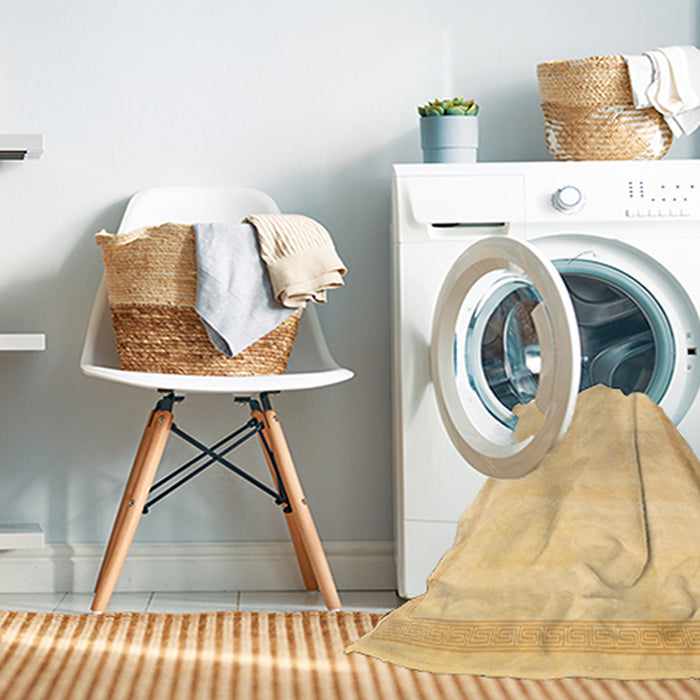 Machine Washable Contemporary Chrome Gold Yellow Rug in a Washing Machine, wshcon1886