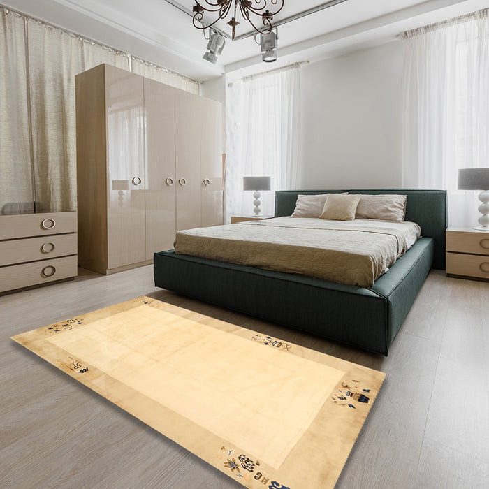 Machine Washable Contemporary Sun Yellow Rug in a Bedroom, wshcon1888