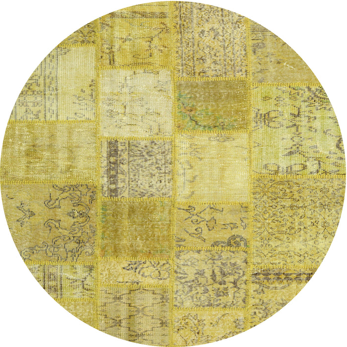 Square Machine Washable Contemporary Yellow Rug, wshcon1889