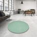 Round Machine Washable Contemporary Blue Green Rug in a Office, wshcon188