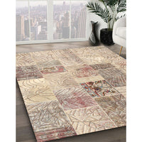 Contemporary Orange Salmon Pink Patchwork Rug, con1890