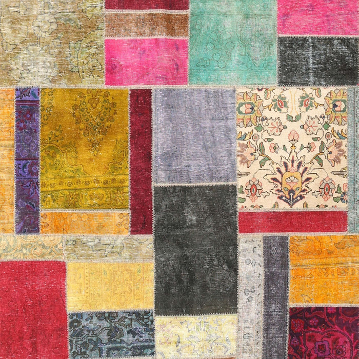 Contemporary Cherry Red Patchwork Rug, con1891