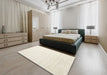 Machine Washable Contemporary Champagne Beige Rug in a Bedroom, wshcon1894