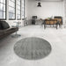 Round Machine Washable Contemporary Dark Gray Rug in a Office, wshcon1895