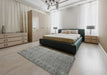 Contemporary Dark Gray Modern Rug in a Bedroom, con1895