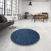 Round Machine Washable Contemporary Lapis Blue Rug in a Office, wshcon1897