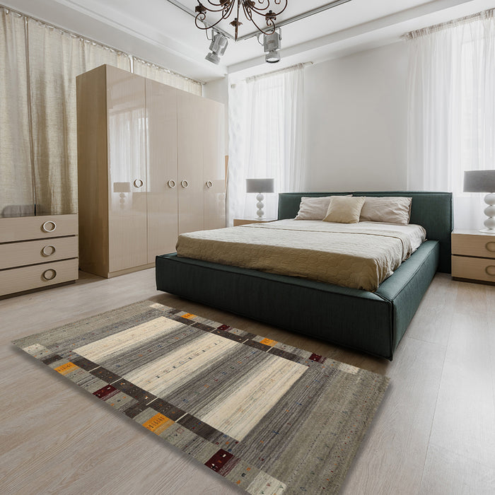 Machine Washable Contemporary Camel Brown Rug in a Bedroom, wshcon1900