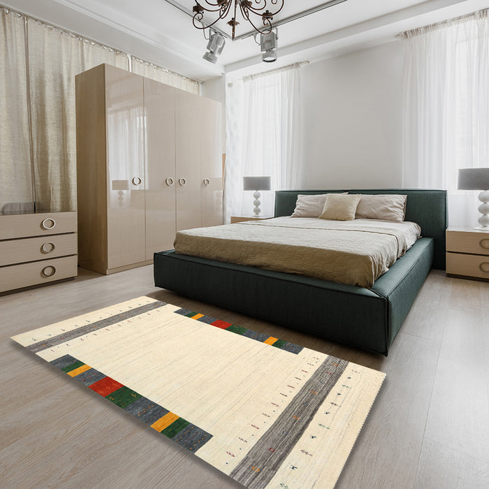 Machine Washable Contemporary Gold Rug in a Bedroom, wshcon1901