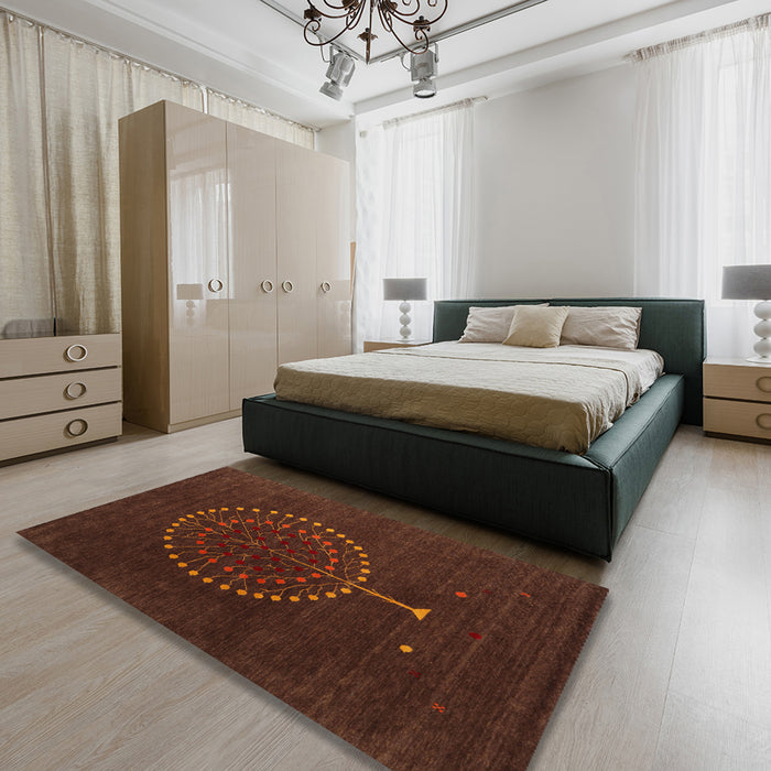 Machine Washable Contemporary Red Rug in a Bedroom, wshcon1902