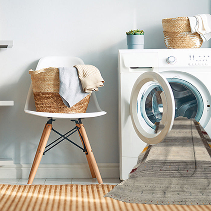 Machine Washable Contemporary Army Brown Rug in a Washing Machine, wshcon1903