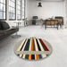 Round Contemporary Brown Modern Rug in a Office, con1904