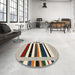 Round Machine Washable Contemporary Brown Rug in a Office, wshcon1905