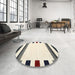 Round Machine Washable Contemporary Army Brown Rug in a Office, wshcon1907