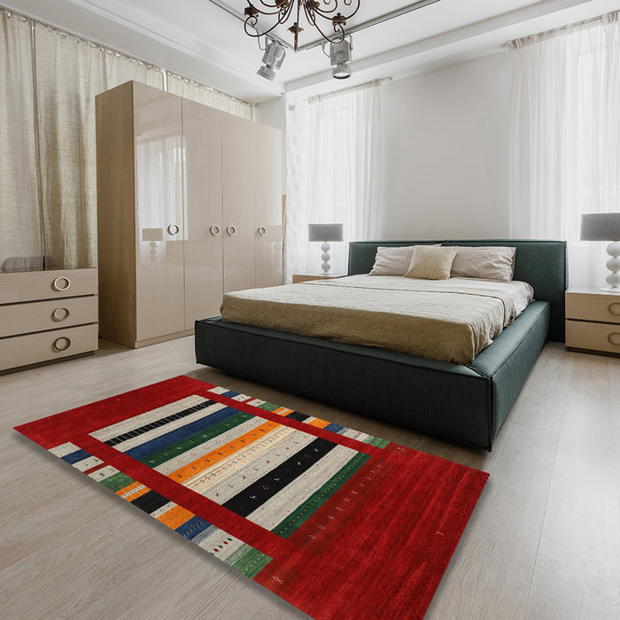 Machine Washable Contemporary Army Brown Rug in a Bedroom, wshcon1909