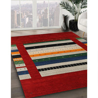 Contemporary Army Brown Modern Rug, con1909