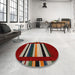 Round Machine Washable Contemporary Army Brown Rug in a Office, wshcon1909