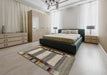 Contemporary Sand Brown Modern Rug in a Bedroom, con1910