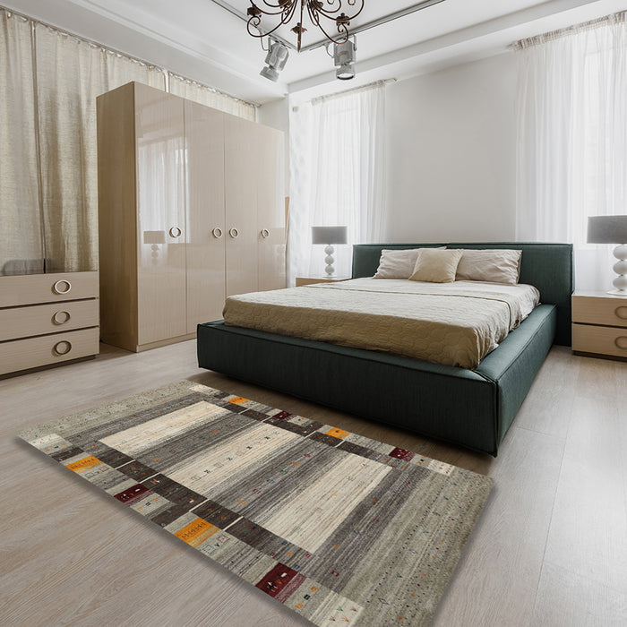 Machine Washable Contemporary Sand Brown Rug in a Bedroom, wshcon1910