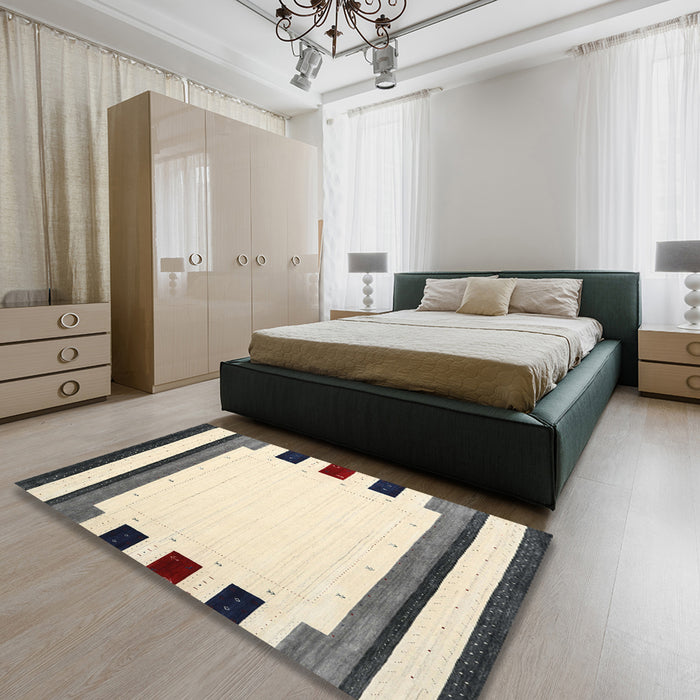 Machine Washable Contemporary Gold Rug in a Bedroom, wshcon1911