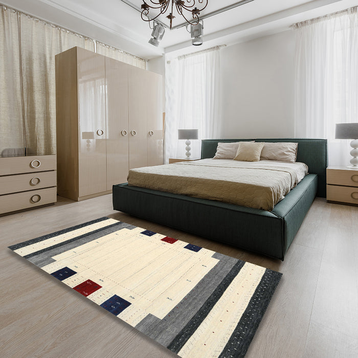 Machine Washable Contemporary Gold Rug in a Bedroom, wshcon1912