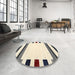Round Machine Washable Contemporary Gold Rug in a Office, wshcon1912