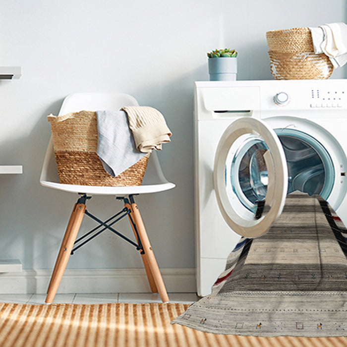 Machine Washable Contemporary Tan Brown Rug in a Washing Machine, wshcon1914