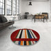 Round Contemporary Army Brown Modern Rug in a Office, con1915