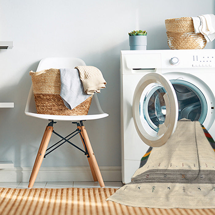 Machine Washable Contemporary Light French Beige Brown Rug in a Washing Machine, wshcon1916