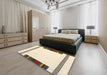 Contemporary Light French Beige Brown Solid Rug in a Bedroom, con1916