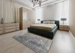 Machine Washable Contemporary Dark Gray Rug in a Bedroom, wshcon1917