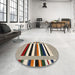 Round Contemporary Brown Modern Rug in a Office, con1918