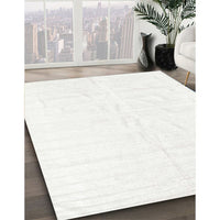 Contemporary Pearl White Beige Solid Rug, con1922