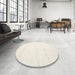 Round Machine Washable Contemporary Champagne Beige Rug in a Office, wshcon1924