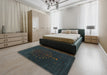 Machine Washable Contemporary Dark Slate Gray Green Rug in a Bedroom, wshcon1926