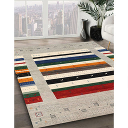 Contemporary Brown Modern Rug in Family Room, con1927