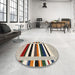 Round Contemporary Brown Modern Rug in a Office, con1927