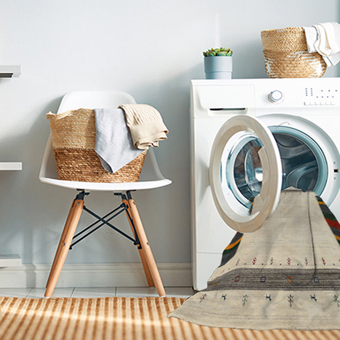 Machine Washable Contemporary Deep Peach Orange Rug in a Washing Machine, wshcon1928