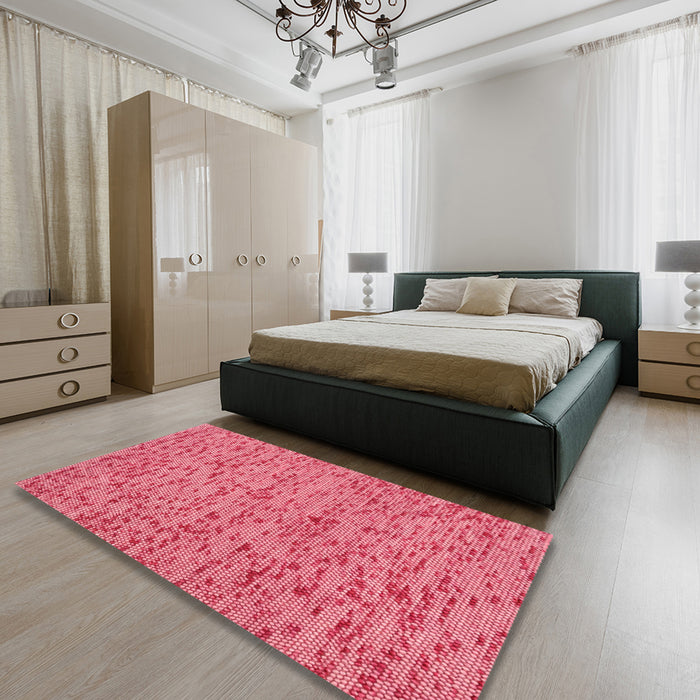 Machine Washable Contemporary Crimson Red Rug in a Bedroom, wshcon1931