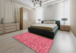 Contemporary Crimson Red Modern Rug in a Bedroom, con1931