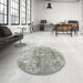 Round Contemporary Sage Green Modern Rug in a Office, con1933