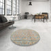 Round Machine Washable Contemporary Brown Rug in a Office, wshcon1936