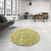 Round Contemporary Bold Yellow Modern Rug in a Office, con1937