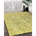 Contemporary Bold Yellow Modern Rug in Family Room, con1937