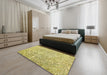 Contemporary Bold Yellow Modern Rug in a Bedroom, con1937