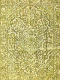 Machine Washable Contemporary Yellow Rug, wshcon1937