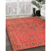 Contemporary Red Modern Rug in Family Room, con1939